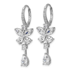 QCM1703 Cheryl M Sterling Silver Rhodium-plated Polished Fancy CZ Butterfly Leverback Dangle Earrings