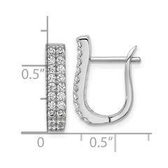 QCM1708 Cheryl M Sterling Silver Rhodium-plated Polished 2-Row CZ Hinged Hoop Earrings
