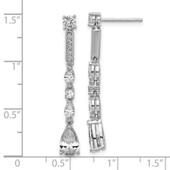 QCM1709 Cheryl M Sterling Silver Rhodium-plated Polished Fancy CZ Teardrop Post Dangle Earrings