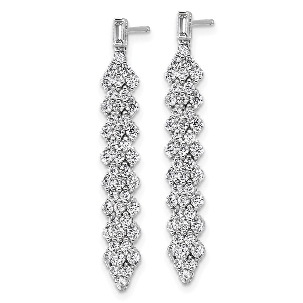 QCM1710 Cheryl M Sterling Silver Rhodium-plated Polished Fancy CZ Post Dangle Earrings