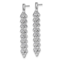 QCM1710 Cheryl M Sterling Silver Rhodium-plated Polished Fancy CZ Post Dangle Earrings
