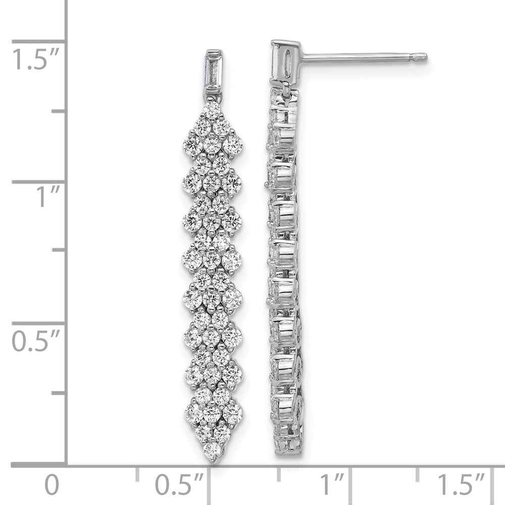 QCM1710 Cheryl M Sterling Silver Rhodium-plated Polished Fancy CZ Post Dangle Earrings