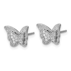 QCM1712 Cheryl M Sterling Silver Rhodium-plated Polished CZ Butterfly Post Earrings