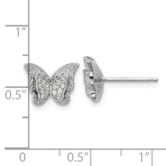 QCM1712 Cheryl M Sterling Silver Rhodium-plated Polished CZ Butterfly Post Earrings