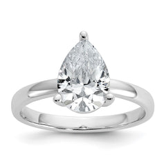 Cheryl M Sterling Silver Rhodium-plated Polished Pear CZ Ring
