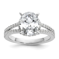 Cheryl M Sterling Silver Rhodium-plated Polished Fancy Oval CZ Ring