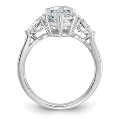 Cheryl M Sterling Silver Rhodium-plated Polished Fancy Marquise & Hearts CZ Ring
