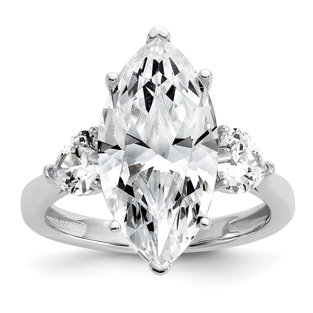 Cheryl M Sterling Silver Rhodium-plated Polished Fancy Marquise & Hearts CZ Ring