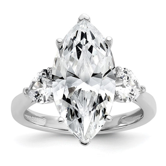 Cheryl M Sterling Silver Rhodium-plated Polished Fancy Marquise & Hearts CZ Ring