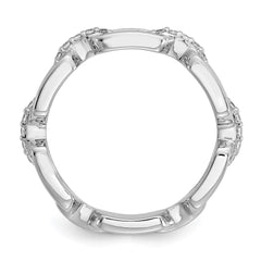 Cheryl M Sterling Silver Rhodium-plated Polished CZ Link Ring