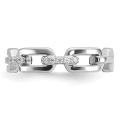 Cheryl M Sterling Silver Rhodium-plated Polished CZ Link Ring