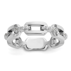 Cheryl M Sterling Silver Rhodium-plated Polished CZ Link Ring