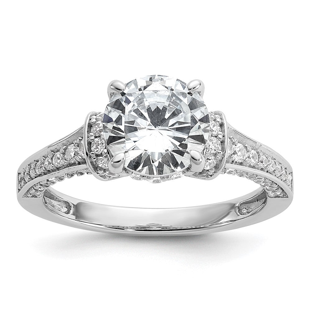 Cheryl M Sterling Silver Rhodium-plated Polished Fancy CZ Ring
