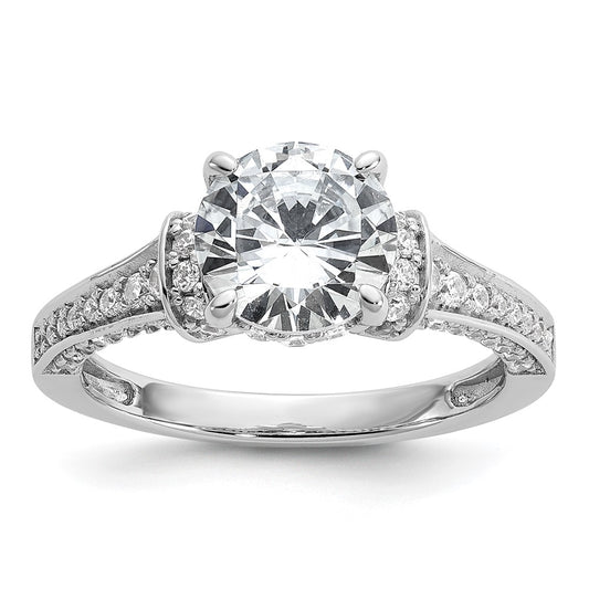 Cheryl M Sterling Silver Rhodium-plated Polished Fancy CZ Ring