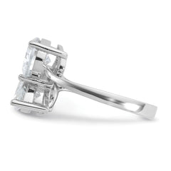 Cheryl M Sterling Silver Rhodium-plated Polished Double Pear CZ Ring