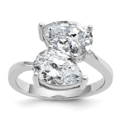 Cheryl M Sterling Silver Rhodium-plated Polished Double Pear CZ Ring
