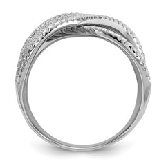 Cheryl M Sterling Silver Rhodium-plated Polished Fancy CZ X Ring