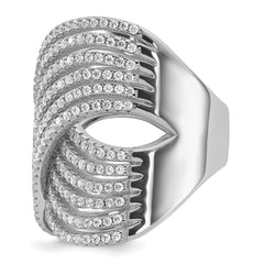 Cheryl M Sterling Silver Rhodium-plated Polished Fancy CZ X Ring
