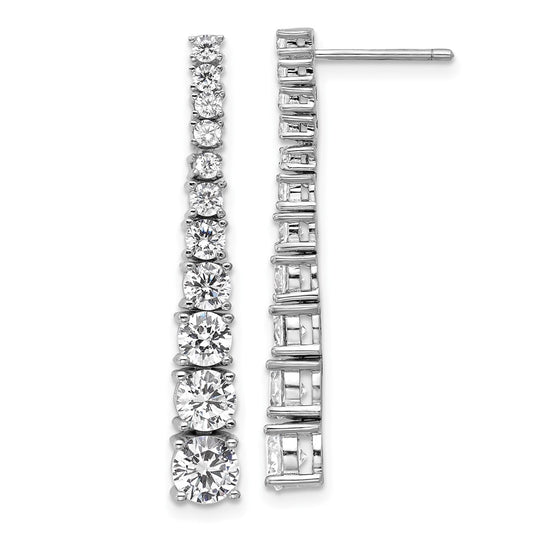 QCM1746 Cheryl M Sterling Silver Rhodium-plated Polished Graduated CZ Post Dangle Earrings