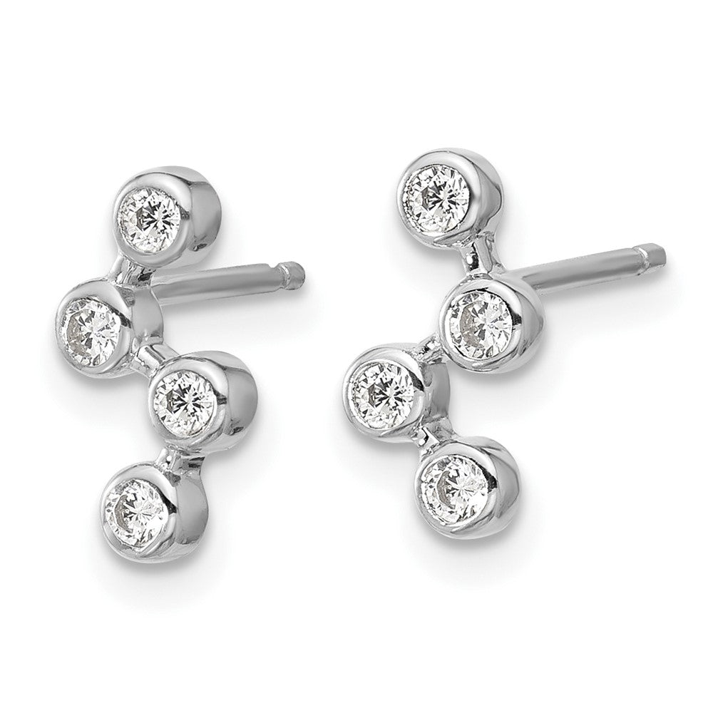 QCM1747 Cheryl M Sterling Silver Rhodium-plated Polished Multi Bezel Set CZ Post Earrings