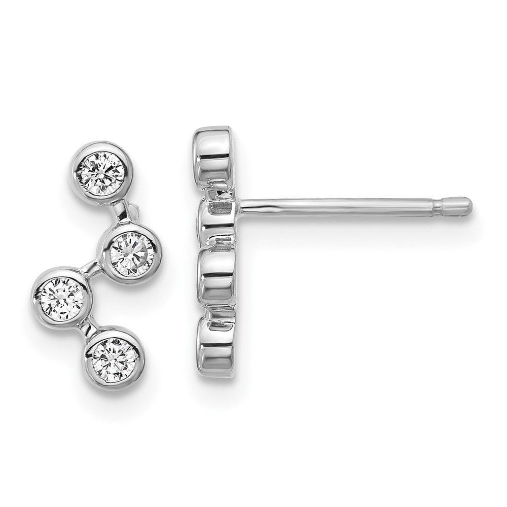 QCM1747 Cheryl M Sterling Silver Rhodium-plated Polished Multi Bezel Set CZ Post Earrings