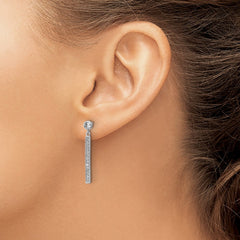 QCM1748 Cheryl M Sterling Silver Rhodium-plated Polished CZ Bar Post Dangle Earrings