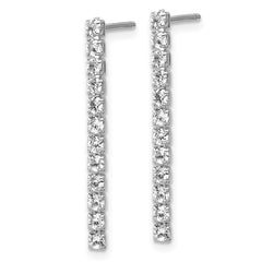 QCM1758 Cheryl M Sterling Silver Rhodium-plated Polished CZ Post Dangle Earrings