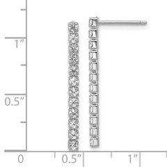 QCM1758 Cheryl M Sterling Silver Rhodium-plated Polished CZ Post Dangle Earrings