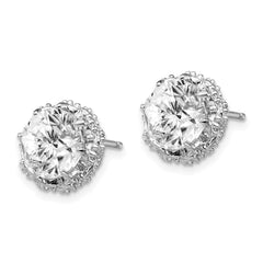 QCM176 Cheryl M Sterling Silver Rhodium-plated Brilliant-cut CZ Round Post Earrings