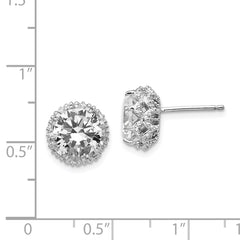 QCM176 Cheryl M Sterling Silver Rhodium-plated Brilliant-cut CZ Round Post Earrings