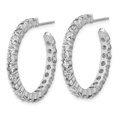 QCM1761 Cheryl M Sterling Silver Rhodium-plated Polished CZ Post C-Hoop Earrings