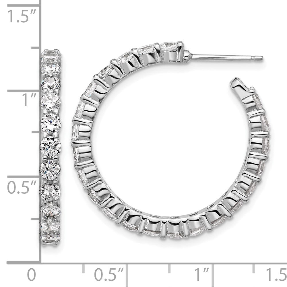 QCM1761 Cheryl M Sterling Silver Rhodium-plated Polished CZ Post C-Hoop Earrings