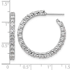 QCM1761 Cheryl M Sterling Silver Rhodium-plated Polished CZ Post C-Hoop Earrings