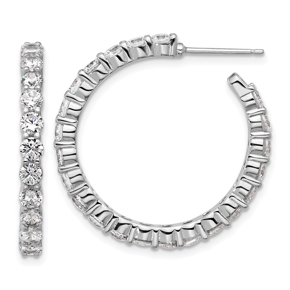 QCM1761 Cheryl M Sterling Silver Rhodium-plated Polished CZ Post C-Hoop Earrings