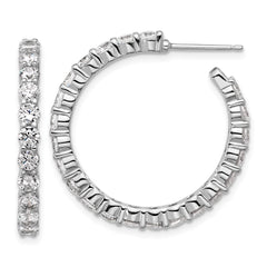 QCM1761 Cheryl M Sterling Silver Rhodium-plated Polished CZ Post C-Hoop Earrings