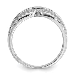 Cheryl M Sterling Silver Rhodium-plated Polished Fancy CZ Ring