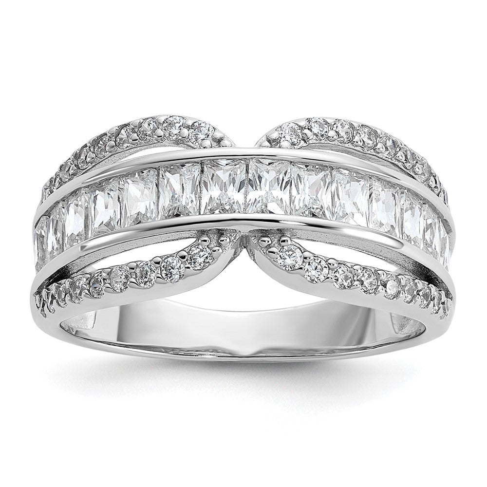 Cheryl M Sterling Silver Rhodium-plated Polished Fancy CZ Ring