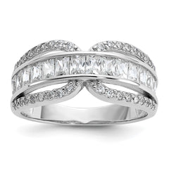 Cheryl M Sterling Silver Rhodium-plated Polished Fancy CZ Ring