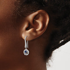QCM1768 Cheryl M Sterling Silver Rhodium-plated Polished Blue Glass and CZ Circles Dangle Earrings