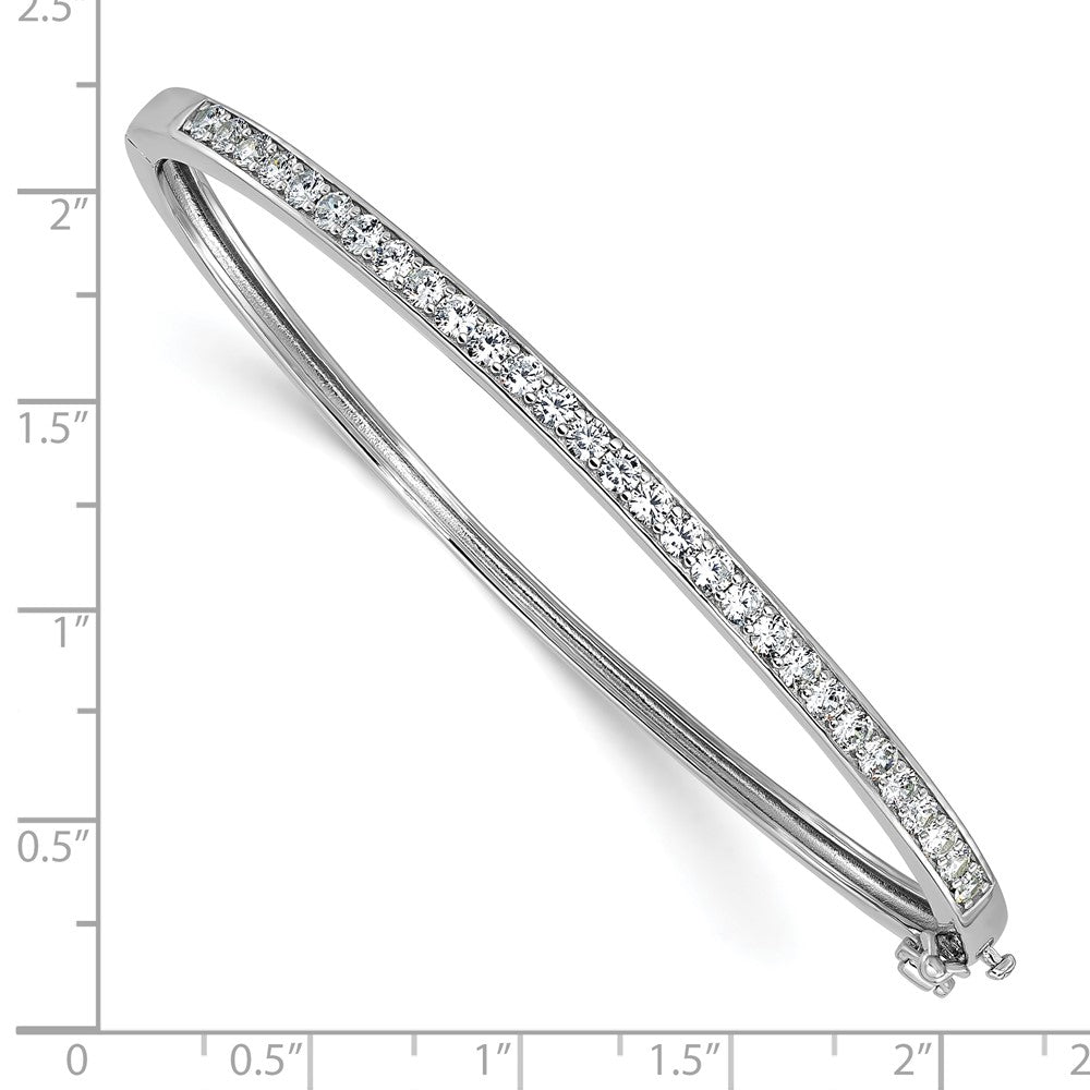 Cheryl M Sterling Silver Rhodium-plated Polished CZ Hinged Bangle QCM1775