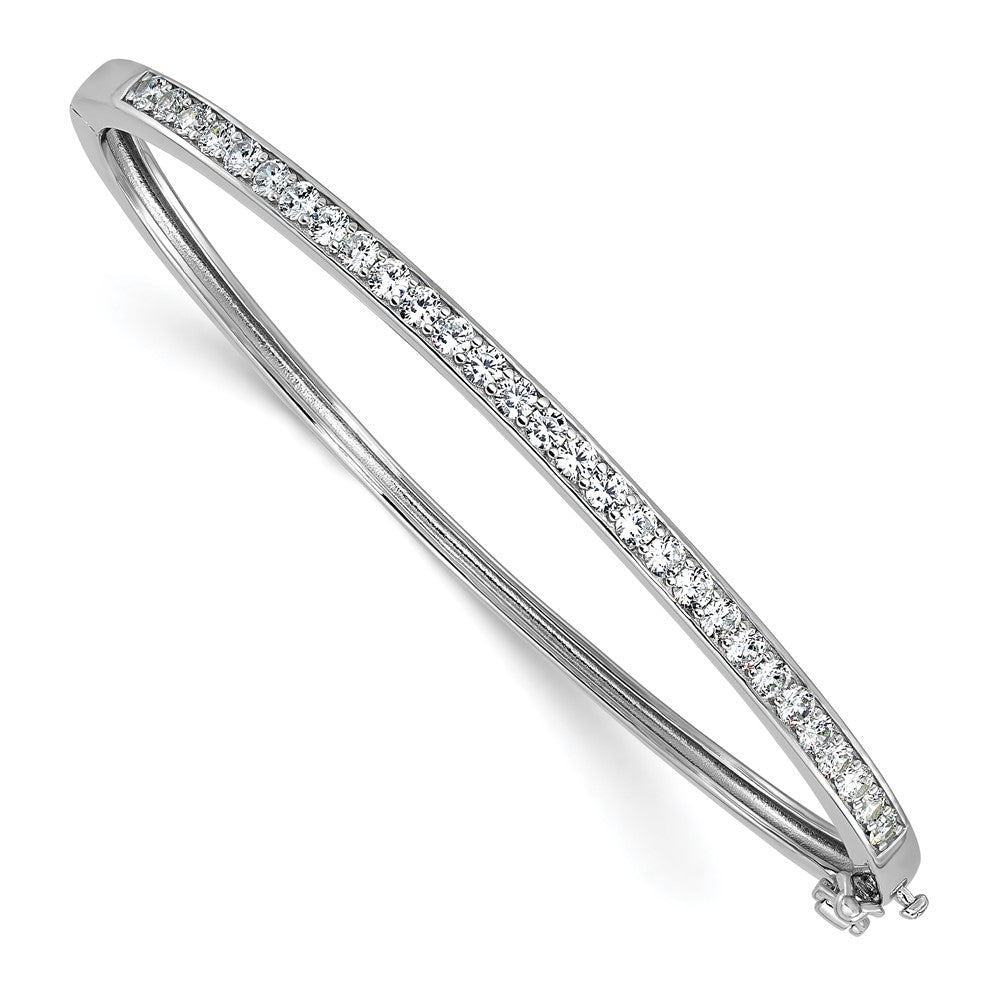 Cheryl M Sterling Silver Rhodium-plated Polished CZ Hinged Bangle QCM1775