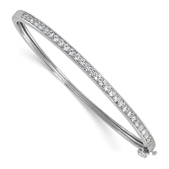 Cheryl M Sterling Silver Rhodium-plated Polished CZ Hinged Bangle QCM1775