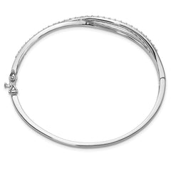 Cheryl M Sterling Silver Rhodium-plated Polished CZ Infinity Hinged Bangle QCM1777