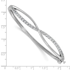 Cheryl M Sterling Silver Rhodium-plated Polished CZ Infinity Hinged Bangle QCM1777