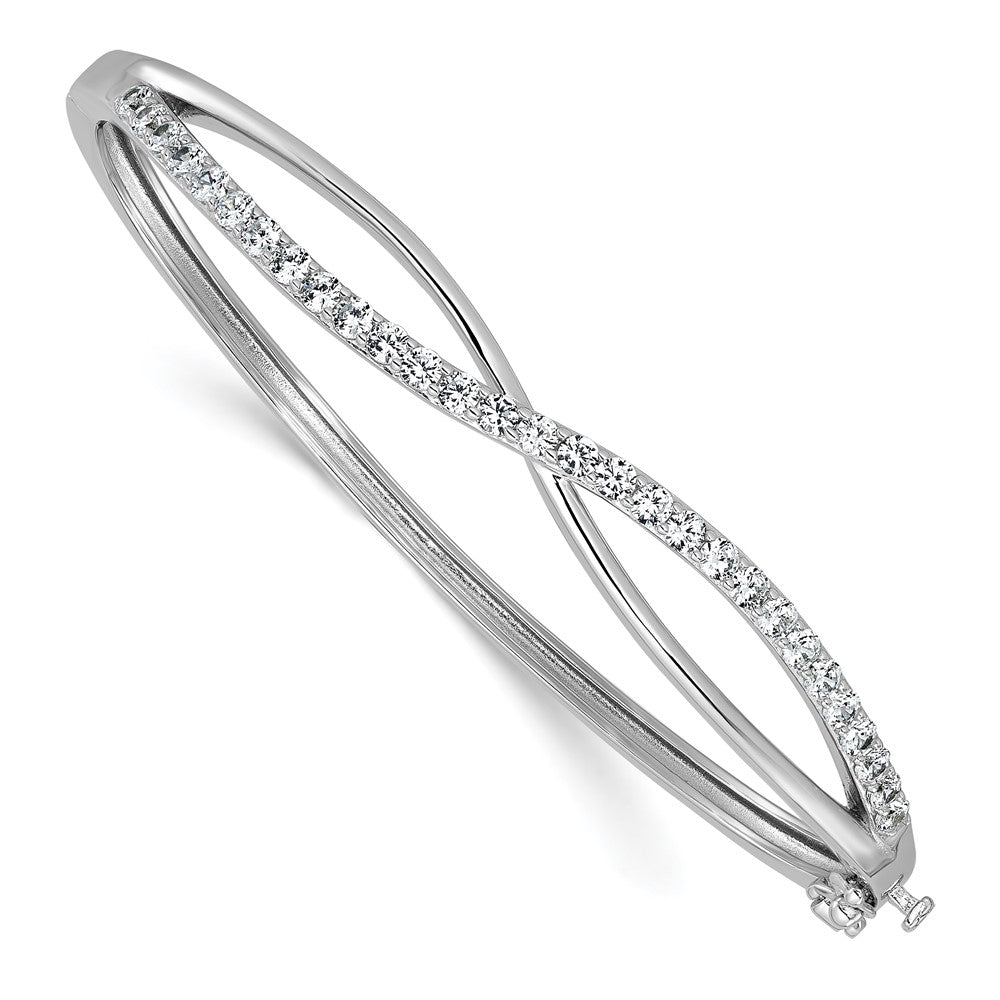 Cheryl M Sterling Silver Rhodium-plated Polished CZ Infinity Hinged Bangle QCM1777