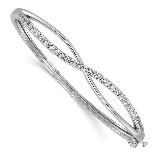 Cheryl M Sterling Silver Rhodium-plated Polished CZ Infinity Hinged Bangle QCM1777