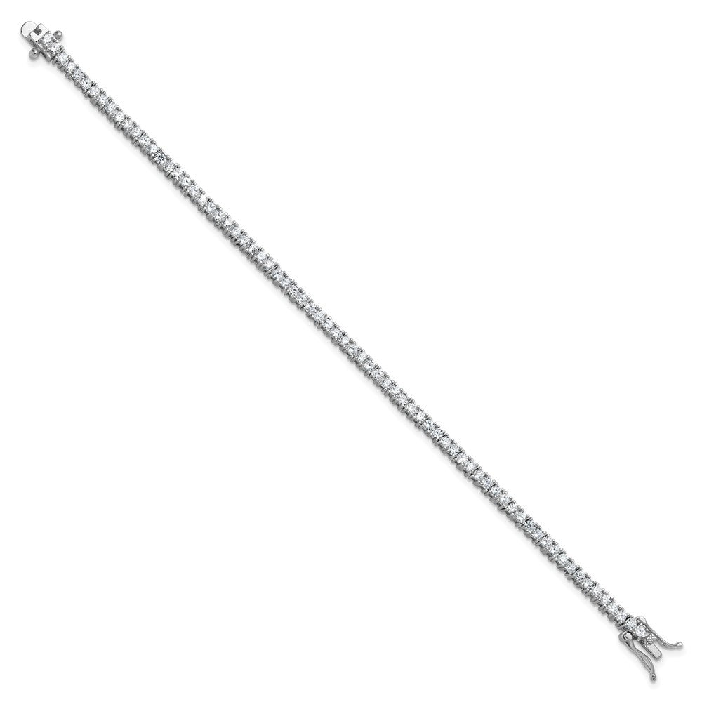 Cheryl M Sterling Silver Rhodium-plated Polished CZ with Safety Clasp Tennis Bracelet QCM1778-6.75