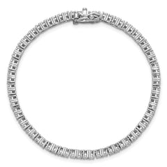 Cheryl M Sterling Silver Rhodium-plated Polished CZ with Safety Clasp Tennis Bracelet QCM1778-6.75