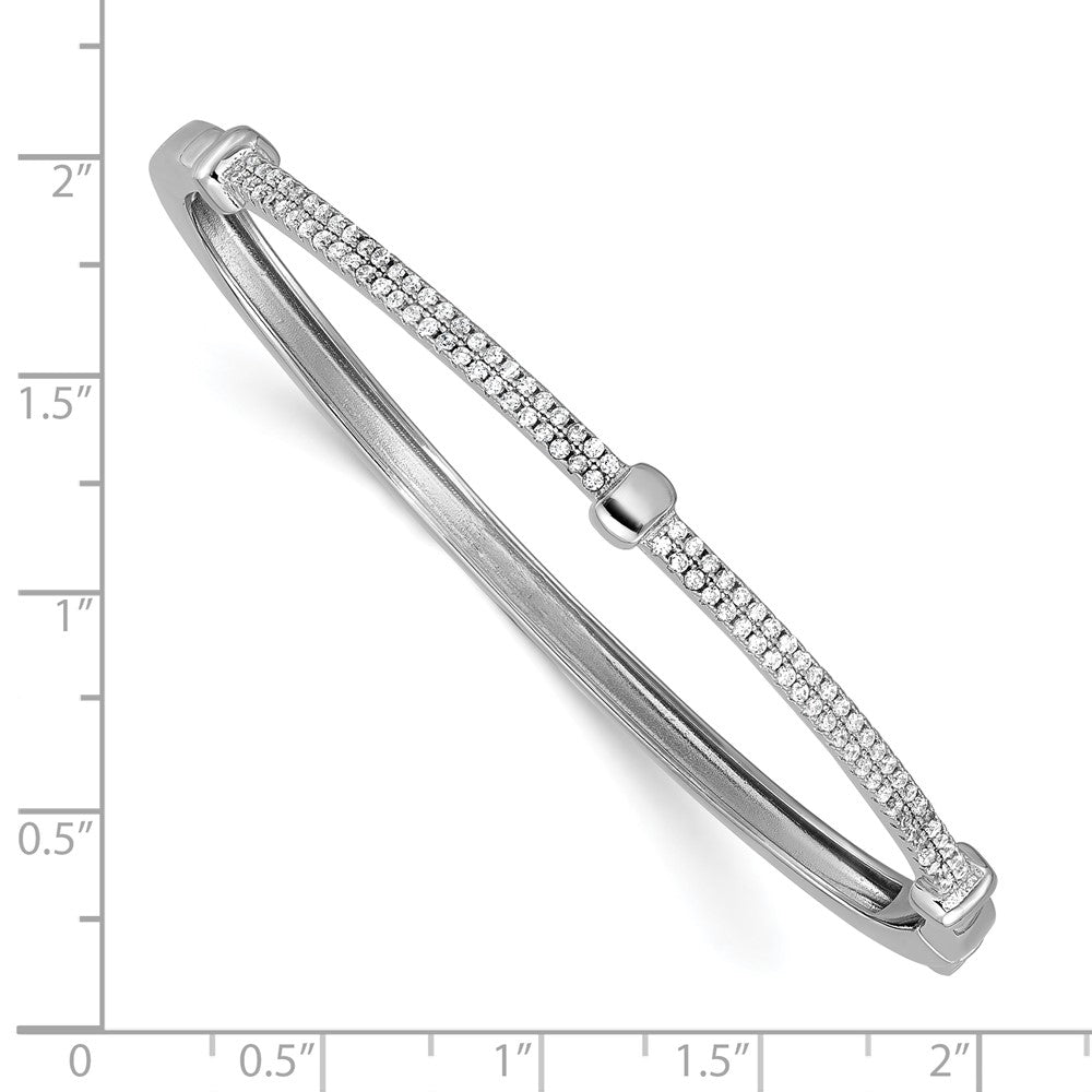 Cheryl M Sterling Silver Rhodium-plated Polished CZ Hinged Bangle QCM1798