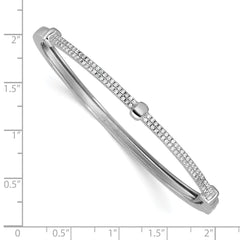 Cheryl M Sterling Silver Rhodium-plated Polished CZ Hinged Bangle QCM1798